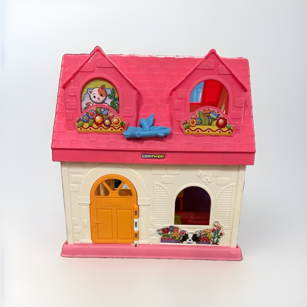 Fisher-Price Little People Fold 'n Go Dollhouse Pink & White Roof MPN 1045